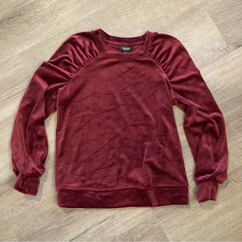 Simply Vera Wang Womens Velour Sweatshirt XS EUC